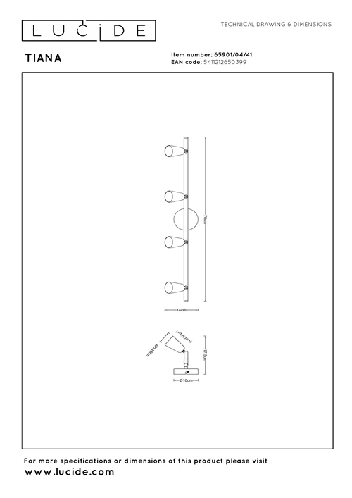 Lucide TIANA - Ceiling spotlight - 4xGU10 - Taupe | Essential - technical